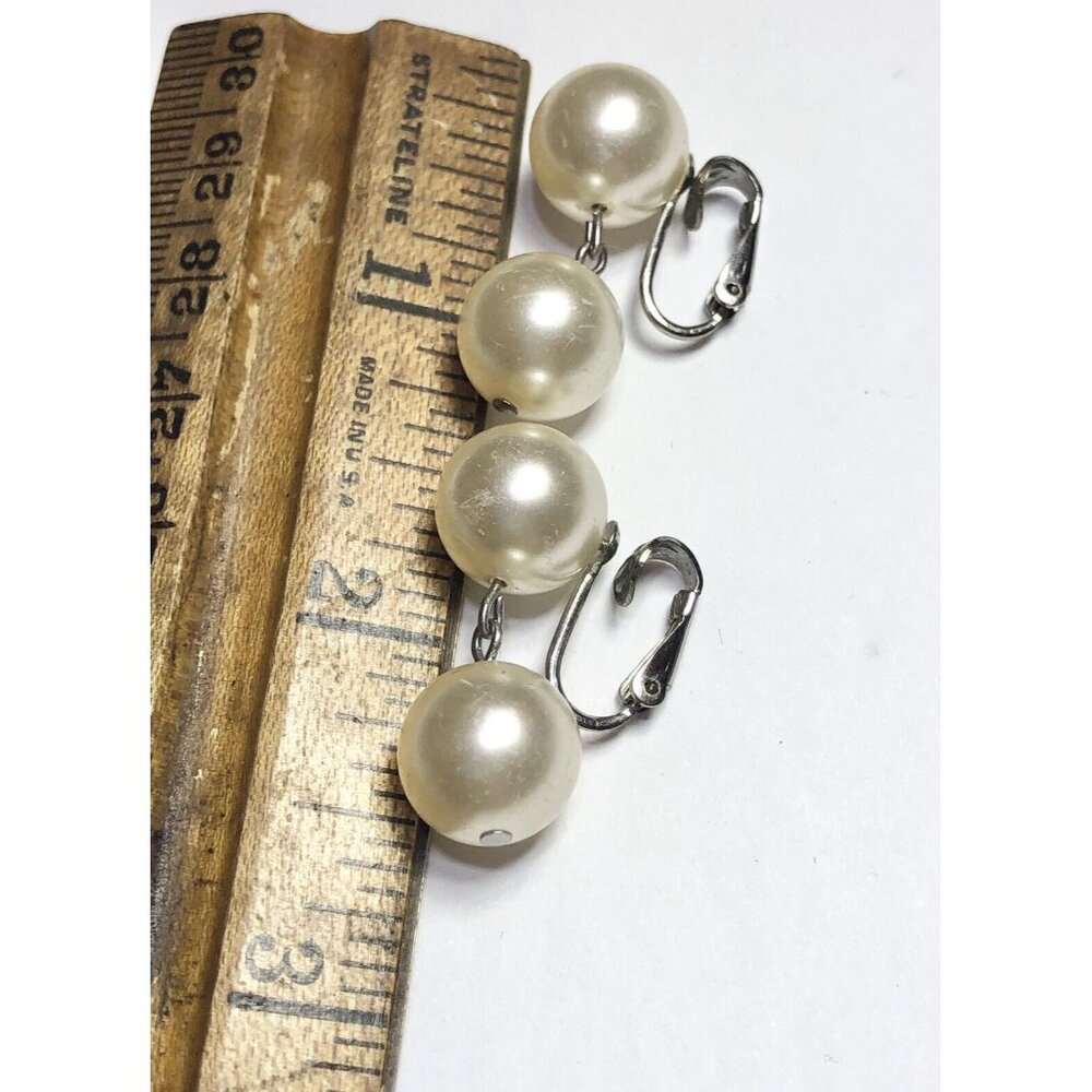 Richelieu Faux Pearl Dangle Double Pearl Vintage … - image 4